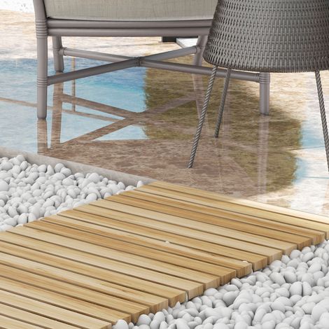 Rollweg Gehweg Ausrollbarer Gartentritt, wetterbeständig, Fichtenholz, 120 x 47 x 1 cm, Natur
