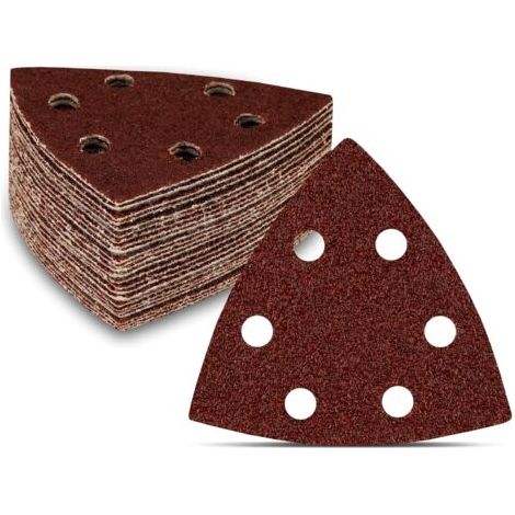 Delta-Triangles de Ponçage │ 60 pièces │ 6 trous │ 90 x 90 x 90 mm │ Mixpack (10 x grain 40/60/80/120/180/240 chacun) │ pour ponceuses delta │ Feuilles Abrasives │ Papier Abrasif