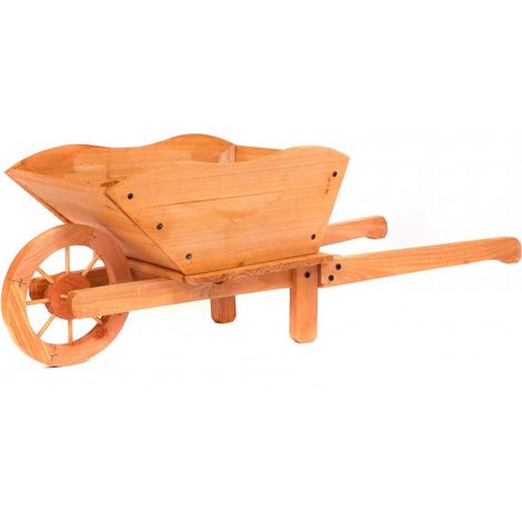 Oypla Garden Wooden Wheelbarrow Flower Planter Ornamental Plant Pot