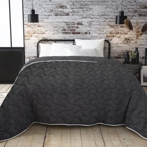 Couette tempérée Gris et blanc 300g 140 x 200 pour lit 1 place ABEIL (1/4)