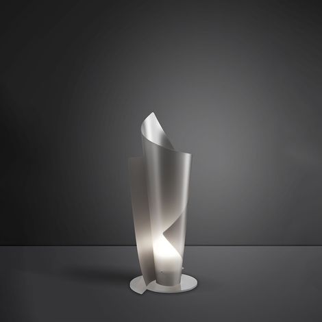 Lampada da tavolo in Polilux VELA Argento diametro 27 x h70 cm