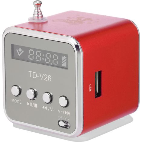 Irovami Mini-enceinte filaire 3,5 mm, lecteur MP3 portable, radio FM, compatible carte TF et clé USB, avec haut-parleur pour DVD, ordinateur portable et téléphone portable. (1/5)