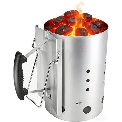 30cm x 19cm Démarreur de Cheminée pour Weber 7416 ou  Barbecues au Charbon, Démarreur de Cheminée Avec Poignée de Sécurité Allume-feu BBQ, Démarreur Rapide au Charbon pour Les Grillades (1/5)