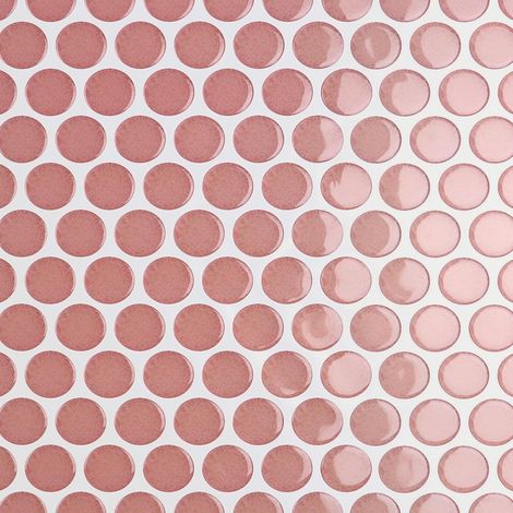 16 Pièces Carrelage Adhesif Mural Cuisine Rose Credence Adhesive Rond Imperméable Rose Mosaique Carrelage 3D Dalle PVC Adhesive Murale Credence Salle de Bain Buanderie Cheminee 30.5 x 30.5cm (1/5)