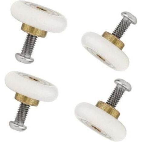 Juego de 4 rodillos de repuesto para mampara de ducha de 19 mm (con tornillos M6 de 1,2 mm) (1/4)