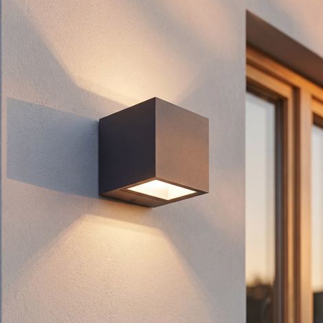 LED Außenwandlampe Up Down B: 8.8 cm IP54 Anthrazit eckig 4000 K 850 lm Aluminium Wandleuchte außen