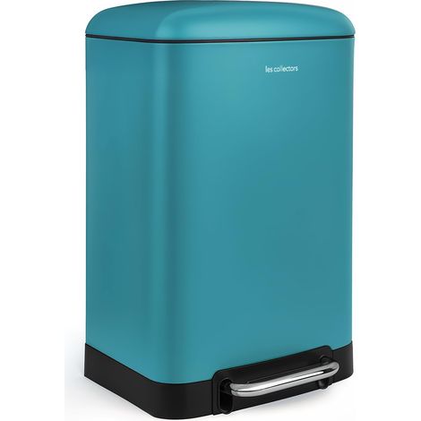 Poubelle de Cuisine à Pédale N°534, Acier inoxydable, Capacité 20L, Sac compatible 30L, Compacte, Pratique, Fermeture silencieuse, Seau intérieur amovible, Finition Mat, Bleu Azur (1/5)