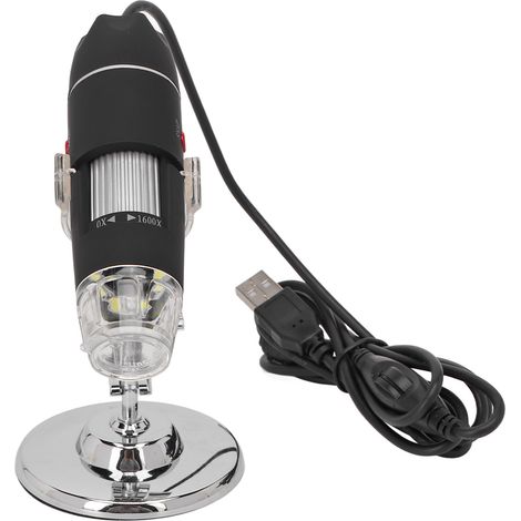 Microscope numérique USB 3 en 1, grossissement 1600x, 8 LED, caméra endoscopique à grossissement réglable avec support pour inspection (1/5)