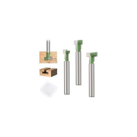 3PCS 6.35mm Fraises pour Défonceuses, Fraise Bois Tige 7.96mm/ 9.52 mm/ 12.7 mm Fraise à Copier Fraise à Affleurer Fraise Defonceuse Rainure en T (1/5)