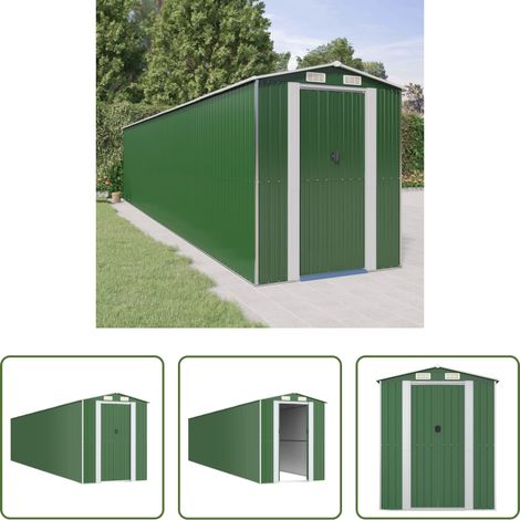 vidaXL Gartenhaus - Geräteschuppen Grün 192x938x223 cm Verzinkter Stahl (1/5)