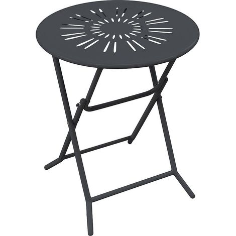 Tavolo da giardino pieghevole D.60 cm in metallo effetto ferro battuto Antracite - GUERMANTES di MYLIA