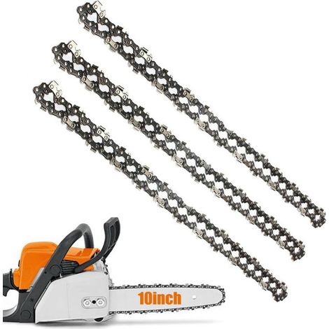 Lot de 3 chaînes d'élagueuse sur perche 10' (25 cm) – 40 maillons d'entraînement – Faible rebond – Compatible avec Black & Decker, Ryobi (1/5)