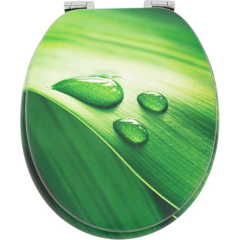 Abattant WC Homseat MDF Chasse d'eau douce Feuilles vertes 43x37cm Charnières alliage zinc (1/5)