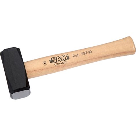 Massettes carrées à tête forgée 1kg - manche frêne droit - SAM OUTILLAGE 297-10 (1/2)