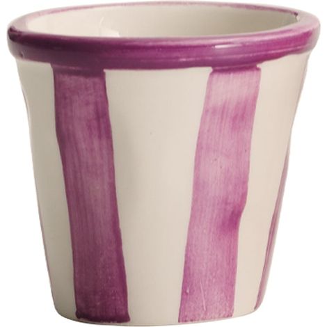 Zafferano Set 6 Bicchierini Collezione Lido modello Righe in ceramica artigianale lavorata a mano colore Viola, Made in Italy, design unico
