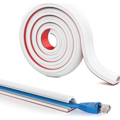 300 cm lange, wandmontierte Kabelabdeckung, geeignet für Wandverkabelung, wandmontierte TV-Kabelabdeckung, einadriges flexibles Kabelrinnenset, weiß. (1/5)