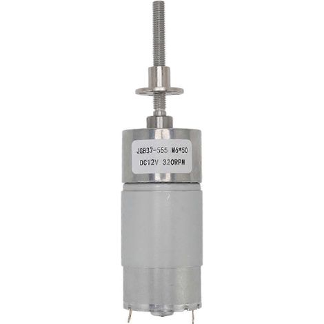 Moteur à engrenages DC 12V, carter en alliage d'aluminium, bobine en laiton, sens de rotation CW/CCW, avec bride, M6, 320 tr/min, moteur réducteur à vis sans fin. (1/5)
