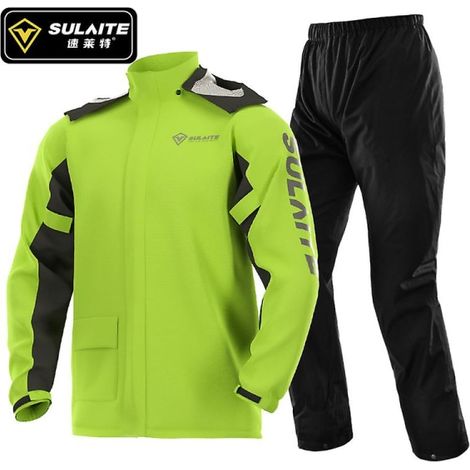 Imperméable moto homme combinaison pluie ultra fine veste cyclisme pêche escalade, costume de pluie étanche extérieur couverture verte taille 0901 (1/5)