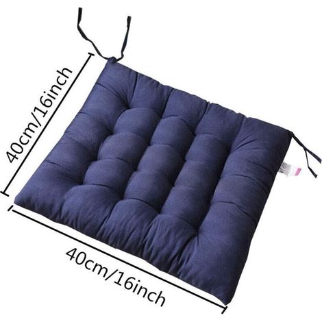 Square Chair Cushions 40x40 Seat Cushions Home Decor Quilted Cushion Mat, Comfortable and Colorful - Ideal for Indoor and Outdoor Use (4 Dark Blue) - LIAIKI
