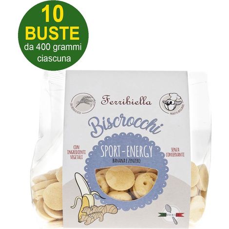 Biscrocchi Sport Energy Biscuits à la banane et au gingembre pour chiens 10 sachets de 400g chacun