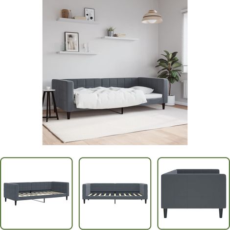 vidaXL Canapé - Lit de repos gris foncé 90x190 cm velours (1/5)