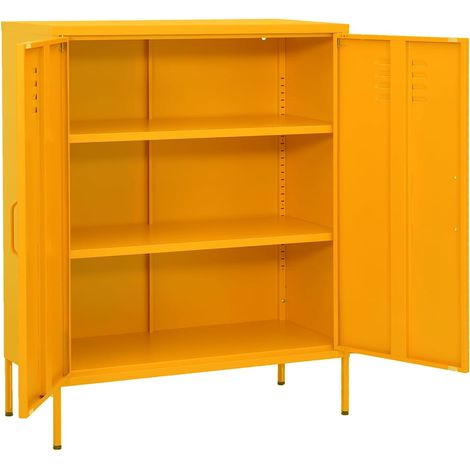 Maison Exclusive - Armadietto Giallo Senape 80x35x101,5 cm in Acciaio (1/5)