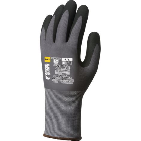 Lote de 10 pares de guantes de manipulación EUROLITE 15N600 - Guantes sin costuras gris de punto, base de poliamida, talla 9