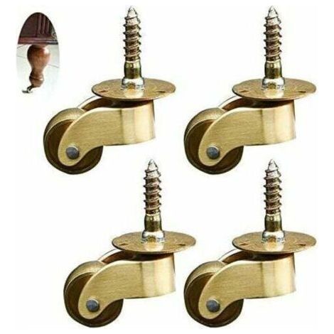 4pcs roulettes pivotantes, roulettes pour Meubles en Laiton, roulettes de Transport,roulement Silencieux, pour Meubles, appareils & équipements, (1/4)