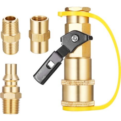 Connecteur rapide de robinet à tournant sphérique de 1/4 pouces, connecteur de conversion en cuivre nord-américain, accessoire de connecteur rapide RV, accessoire de tuyau de gaz propane 4 pièces (1/5)