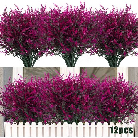 Lavande Artificielle - Fausse Plante Lavande UV Résistante pour Intérieur et Extérieur - Décoration Mariage Jardin Bureau - 12 Bouquets (1/5)