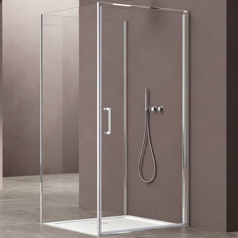 doporro Duschkabine U-Form 75x100x75 cm Ravenna36UK Duschabtrennung mit Drehtüren 8mm ESG-Sicherheitsglas Klarglas inkl. Nano-Beschichtung (1/5)