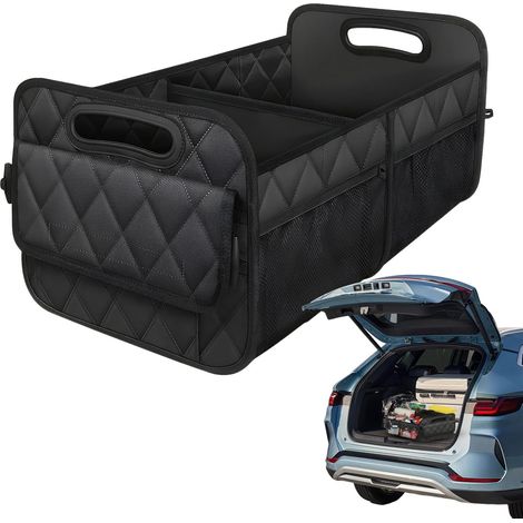 Boîte de rangement pliable pour coffre de voiture à double compartiment Boîte de rangement imperméable et antidérapante pour voiture, camionnette, berline (1/5)