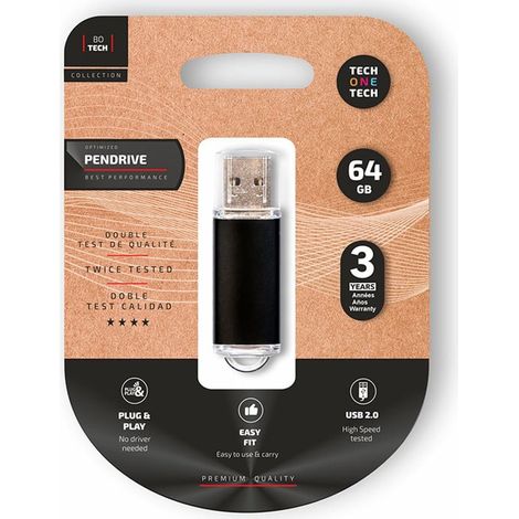 TECH ONE TECH Pendrive della serie “BO Tech” con capacità di 64GB, nera