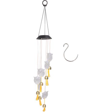 Carillon lumineux hibou solaire LED étanche pour décoration extérieure jardin patio, lot de 1, veilleuse vent (1/5)