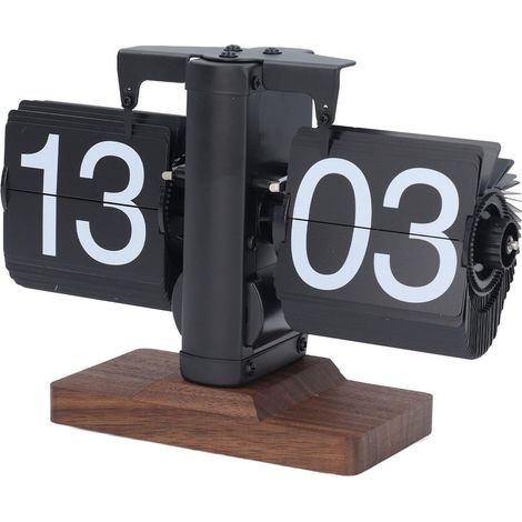 Horloge Rétro Flip, Horloge Mécanique, Petite Forme d'équilibre de 24 Heures, Style Minimalisme pour Le Salon (Page Noire d'étagère Noire) (1/5)