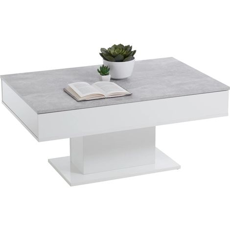 FMD Moderne Wohnzimmertisch Beton Grau 100x65 cm (1/5)