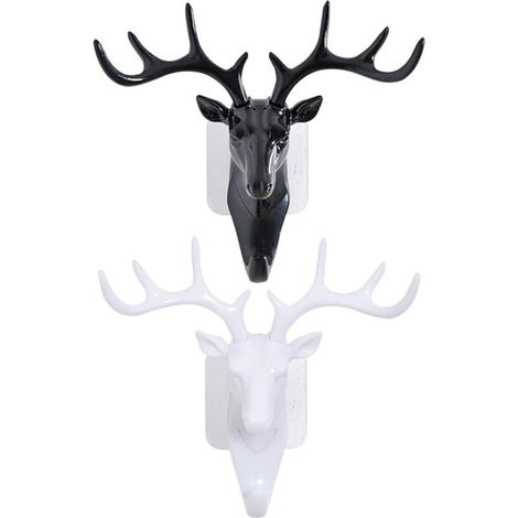 CSPARKV Pack De 2 Patères Cerf, Patères Rangement Clés, Patères Décoratives Personnalisées, Patères Forme Animal, Patères Sac, Adaptées Aux Entrées, Couloirs, Salons Et Chambres (1/4)