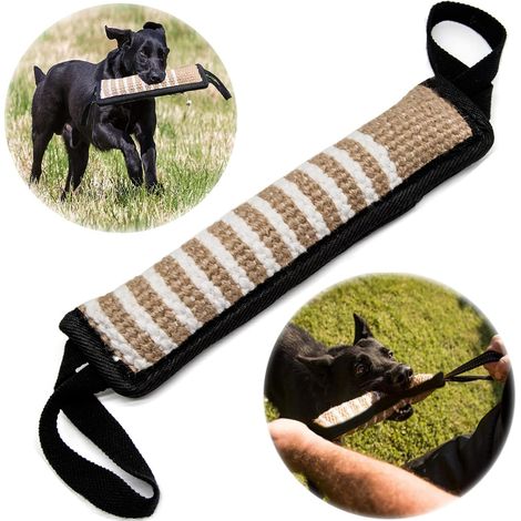 Boudin à mordre pour chien, 30 cm, jouet très robuste pour l'entraînement K9, tir à la corde et jeux de tirage, avec deux boucles