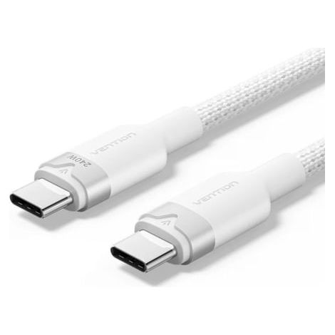 Cable USB Tipo-C 2.0 5A Vention TRIWH/ USB Tipo-C Macho - USB Tipo-C Macho/ Hasta 240W/ 480Mbps/ 2m/ Blanco