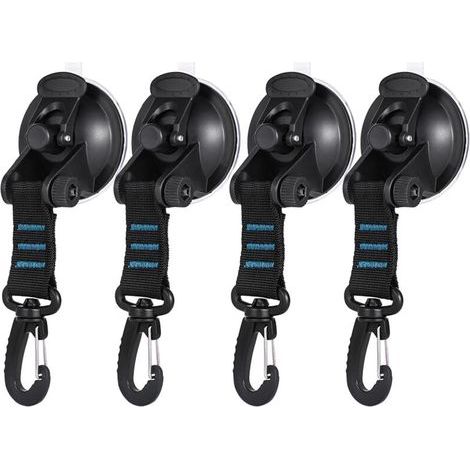 Ancoraggio a ventosa in 4 pezzi con gancio di fissaggio, gancio a ventosa per auto, accessorio per tenda laterale auto, telo da campeggio (blu) (1/5)
