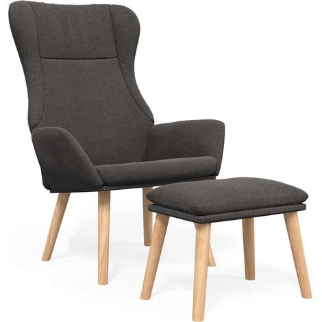 Maison Exclusive - Relaxsessel mit Hocker Dunkelgrau Stoff (1/5)