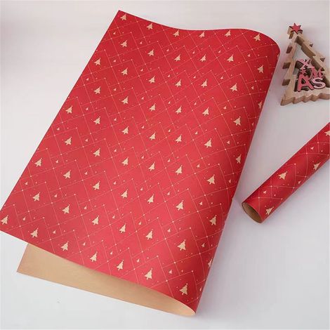 Wrapping Paper - Kraft - Retro Snowman Print - Recyclable - For Gifts And Party Decorations - 1 Roll (1/5)