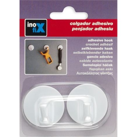Gancho adhesivo x2 redondo blanco - Inofix (1/3)