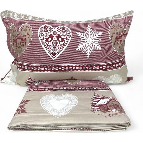 Copripiumino Matrimoniale Cuore e Baita - Flanella Cotone 100% - Anti-Pilling, con Patella Extra, Made in Italy (1/5)