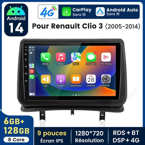 9 pouces Carplay Autoradio pour RENAULT CLIO 3 2005-2014 Android 6+128G JUNSUN (1/5)