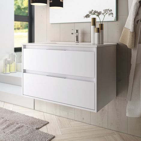 Mueble baño Sandra - Blanco - 2 cajones - 80 cm