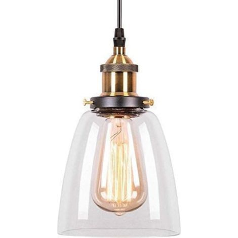 Kronleuchter im Industriestil, Vintage-Pendelleuchte aus Metall und Glas, Deckenleuchte mit E27-Fassung, moderne Deckenleuchte für Esszimmer oder Küche (nicht im Lieferumfang enthalten) (D)