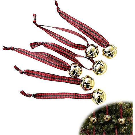 Plaid Bells 6 Piece 15 Cm Iron Fabric For Christmas Tree Metal Lightweight (1/5)