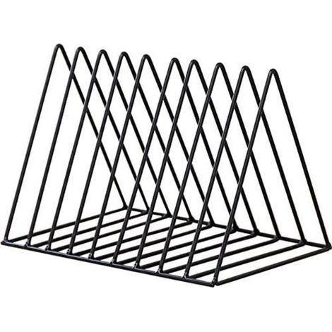 Supports de dossiers triangulaires et porte-revues, 10 supports de journaux en métal en treillis, stockage de fichiers de magazines pour la décoration de bureau et de maison, noir (1/4)
