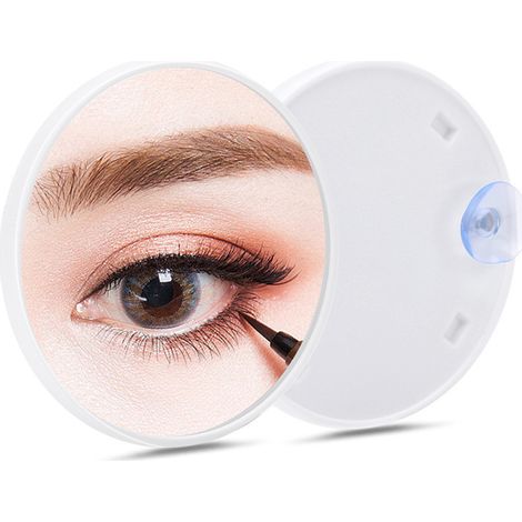 Miroir grossissant à ventouse x15 de maquillage de voyage pour rasage des sourcils 2 pièces Blanc (1/4)